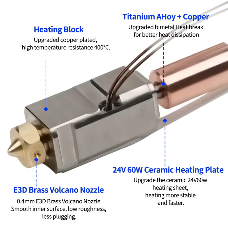 Komplettes Metall-Hotend-Upgrade Set für Artillery Sidewinder X1 X2 Genius und Pro 3D-Drucker inklusive Düse, Heizblock und Thermistor - Bild 3