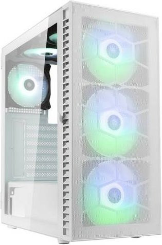 Kolink Observatory HF Mesh Midi-Tower PC-Gehäuse in Weiß mit 4 vorinstallierten LED-Lüftern und ATX-Unterstützung - Bild 1
