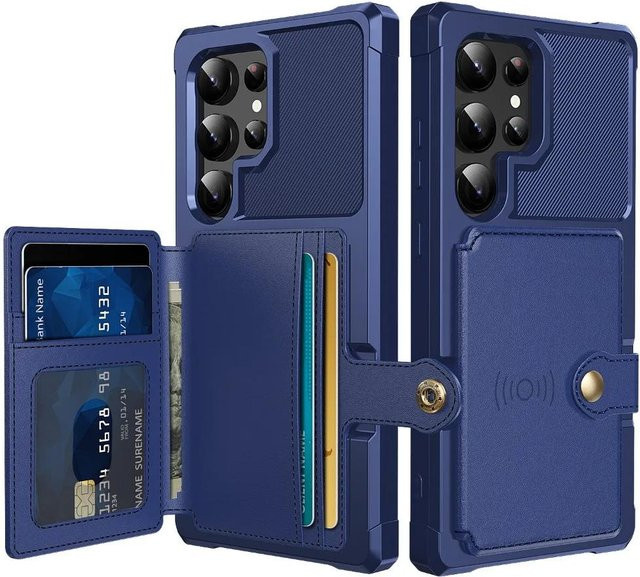 Kartenetui für Samsung Galaxy S25 S24 S23 Ultra S23 FE S22 S21 A55 A35 A15 A54 A34 A53 A52S A52 A14 A05S A05 A24 A16 in Blau - Bild 1