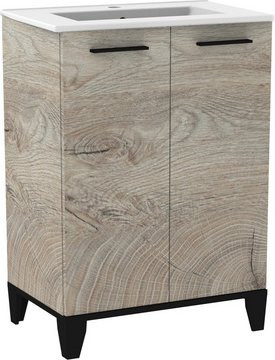 Fackelmann Badmöbel-Set TE-A mit Keramik-Waschbecken in Nature Oak, B/T/H: 61,2 x 40 x 86,4 cm - Bild 2