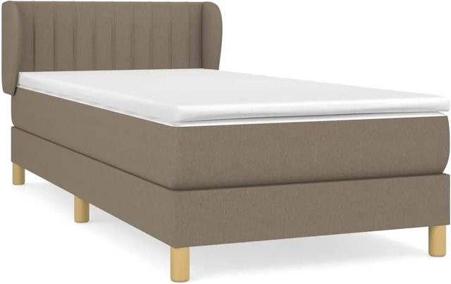 vidaXL Boxspringbett mit Matratze in Beige, Hybrid-Design mit Taschenfederkern, B/T/H: 100 x 200 x 88 cm - Bild 1
