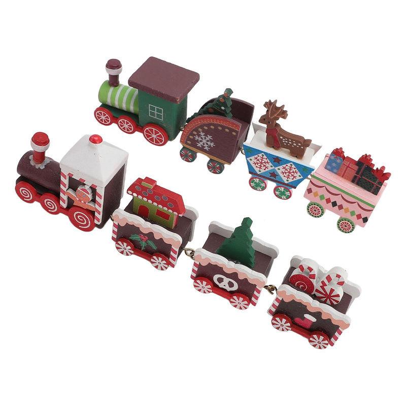 GoolRC Weihnachts-Miniaturzug aus Holz als dekorative Weihnachtsdekoration in Braun und Mehrfarbig - Bild 5