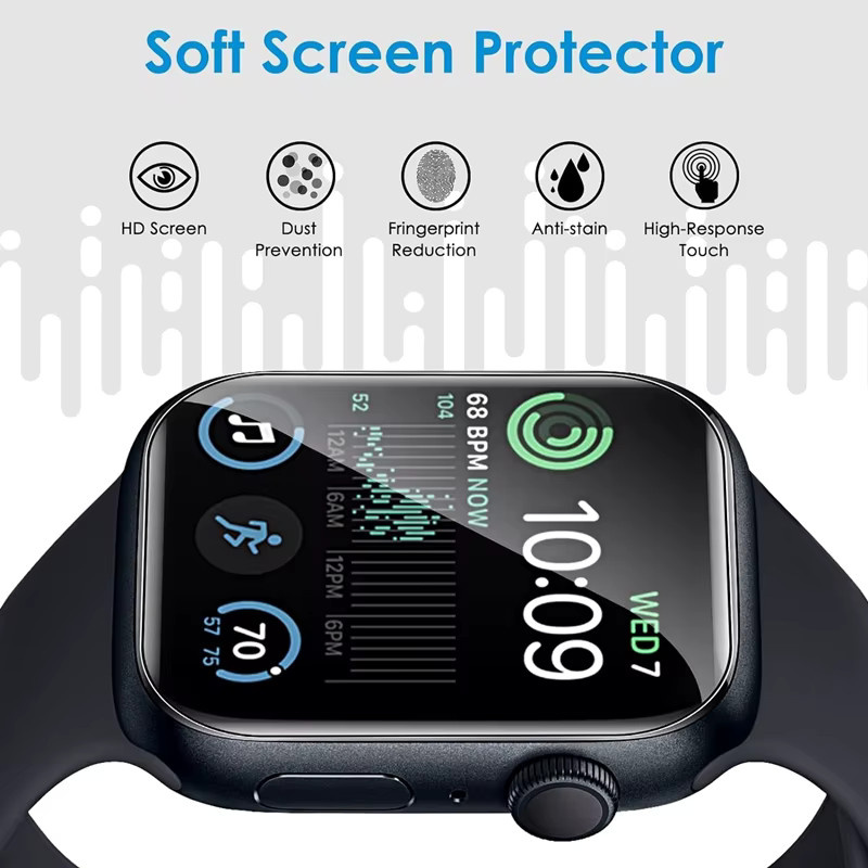 5er-Pack RWBANDS Hydrogel-Displayschutzfolie für Apple Watch Serie Ultra, SE und alle Modelle von 38mm bis 46mm, transparent - Bild 2