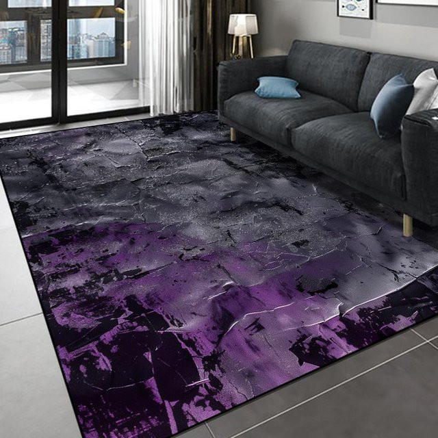 Moderner abstrakter Teppich von Karpetti in Lila, rutschfest und waschbar, B/T: 60 x 90 cm - Bild 1