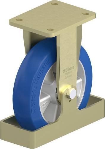 Blickle Schwerlast-Bockrolle BS-ALBS 200K-CO-FS in Blau und Silber mit 200 mm Rad-Durchmesser und 600 kg Tragfähigkeit - Bild 1