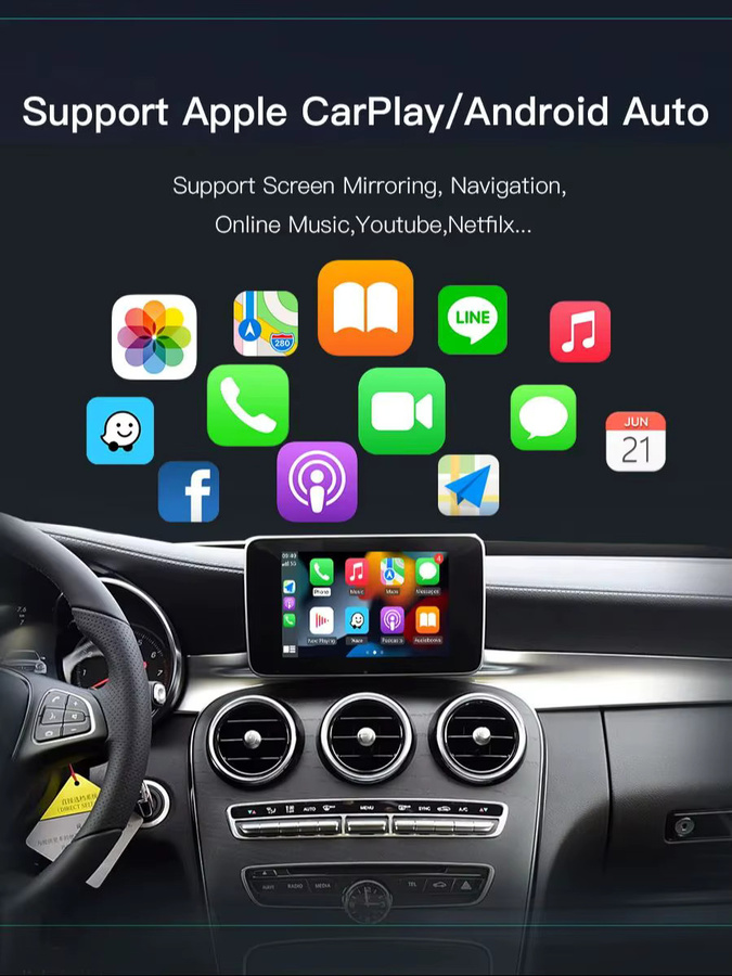 AUTOABC Kabelloses CarPlay und Android Auto Interface für Mercedes Benz C-Klasse GLC W205 V-Klasse W447 NTG 5.0 mit Mirror Link und AirPlay - Bild 5