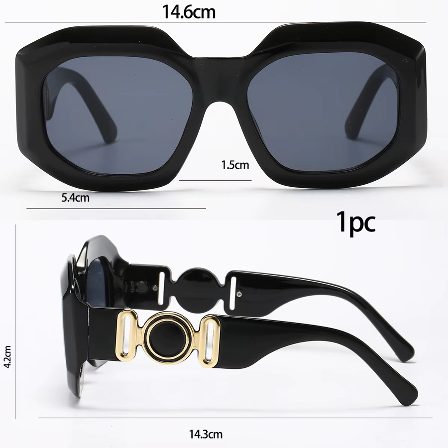 YuYing Sonnenbrille Square, Vollrand, Kunststoff, Schwarz, Unisex - Bild 2