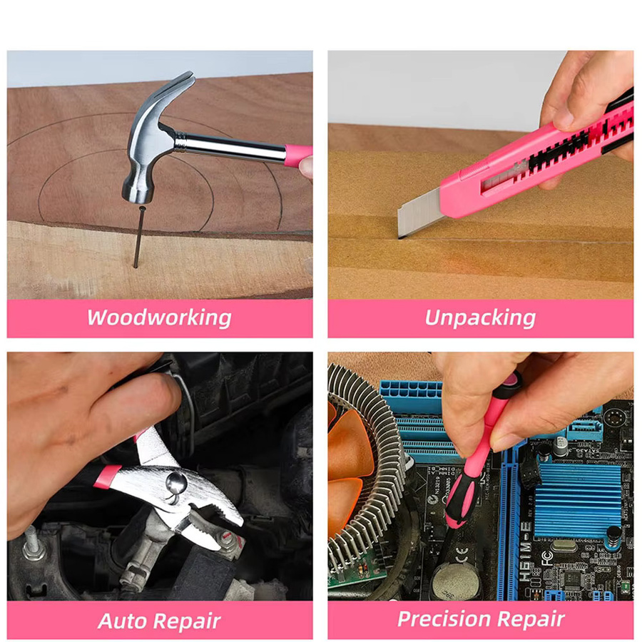 Camecho 39-teiliges Werkzeugset in Rosa für Reparaturen im Haushalt - Bild 4