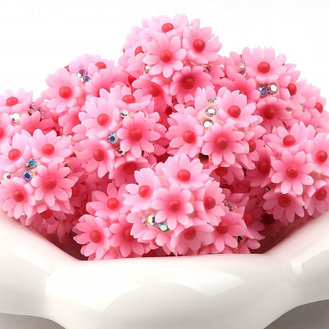 NASSBORO Perlen Acryl, Rosa, Blume, Ball, Spacer - Bild 1