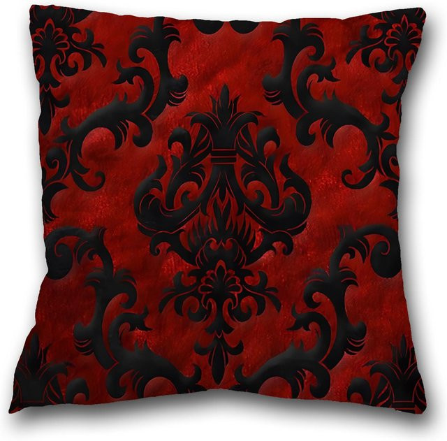Dekorative Kissenhülle Helenal im viktorianischen gotischen Stil mit ethnischem Muster, ultra weicher Plüsch aus Polyester, Farbe: Rot, B/T: 70 x 70 cm - Bild 1