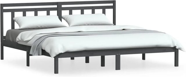 vidaXL Massivholzbett aus Kiefer in Grau im rustikalen Design B/T/H: 200 x 200 x 206 cm - Bild 1