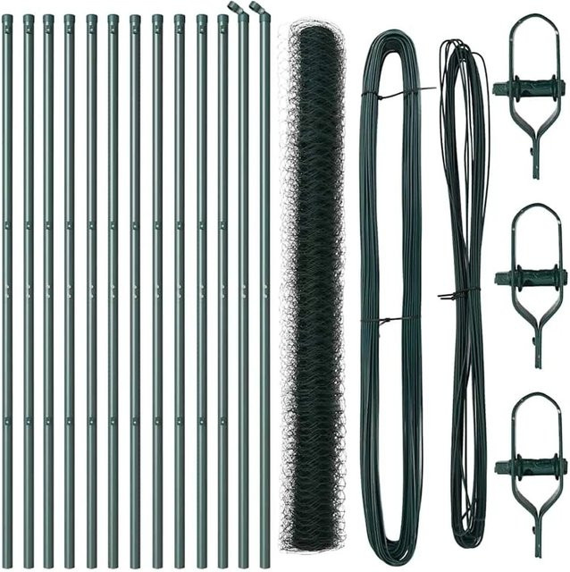 vidaXL Zaunpfosten aus Stahl in Grün, rechteckig, Höhe: 150 cm, Breite: 3,2 cm, Tiefe: 3,2 cm - Bild 1