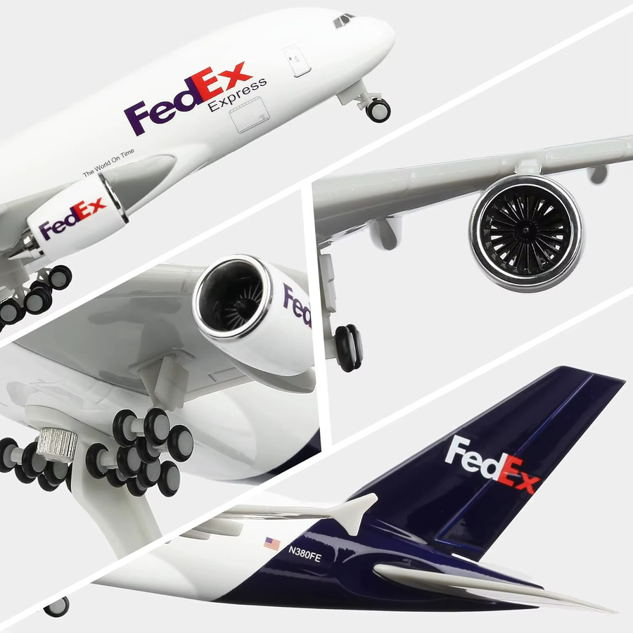 ZOCO FedEx A380 Spielzeugflugzeug-Modellbausatz, Harz, 30cm - Bild 4