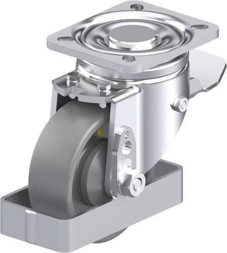 Blickle Stahlblech-Lenkrolle LH-PO 100KA-1-ST-ELS-FS in Silber, Rad-Durchmesser: 100 mm, Tragfähigkeit: 280 kg - Bild 1