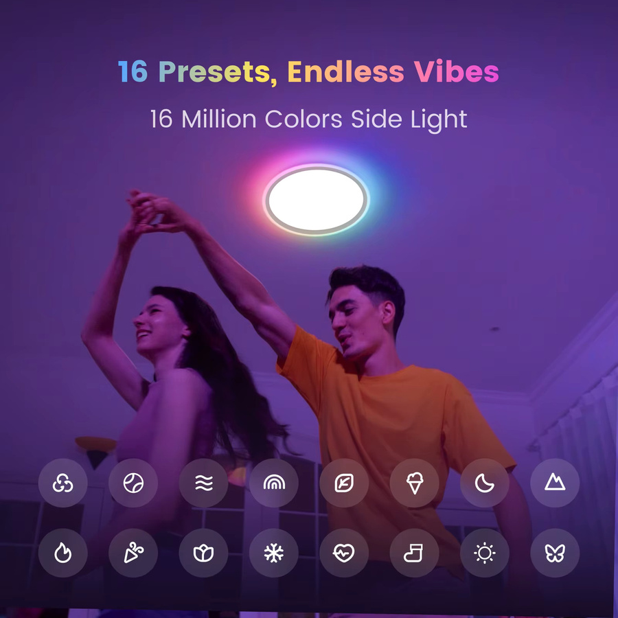 YEELIGHT Mars RGB Smart LED Deckenleuchte mit Fernbedienung, moderne runde Deckenlampe mit 16 Lichteffekten, 6500K, kompatibel mit Google Assistant und Mi Home App, Multicolor - Bild 2