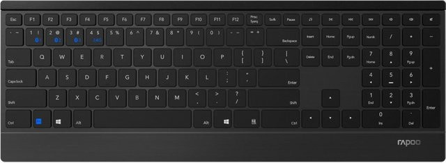 Rapoo E9500M Multi-mode Ultra-Slim Kabellose Bluetooth-Tastatur, Schwarz - Bild 1