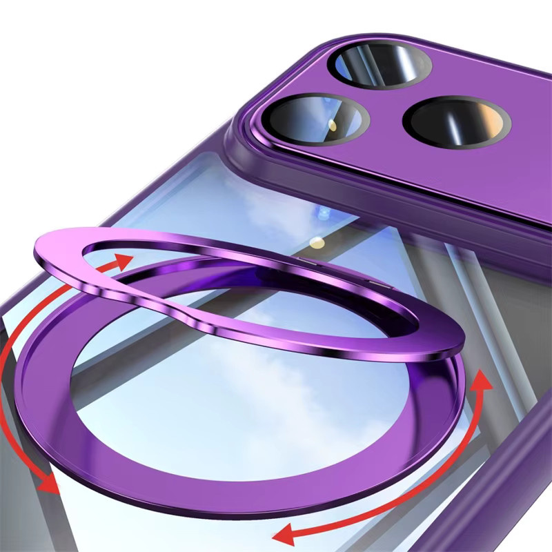 Magnetische MagSafe Handyhülle mit Metallring-Ständer für iPhone 16 E von OLPAY in Weiß oder Lila - Bild 4