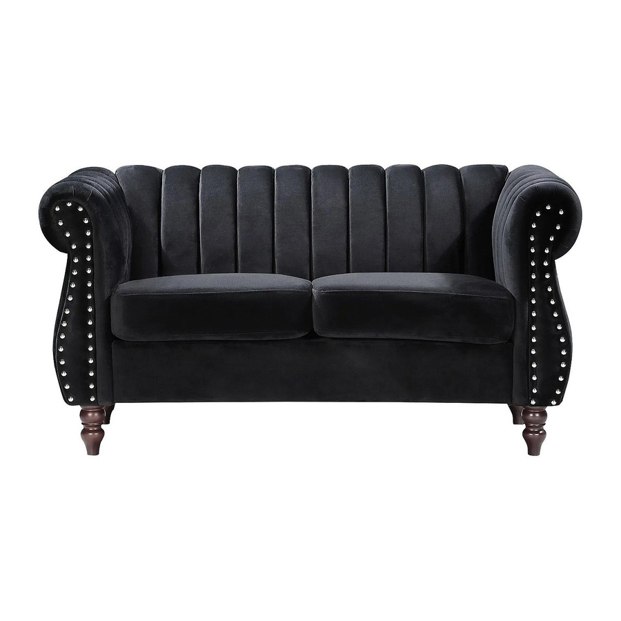 Vente-unique Chesterfield Sofa Trumbo aus Samt in Schwarz, Breite: 150 cm - Bild 2
