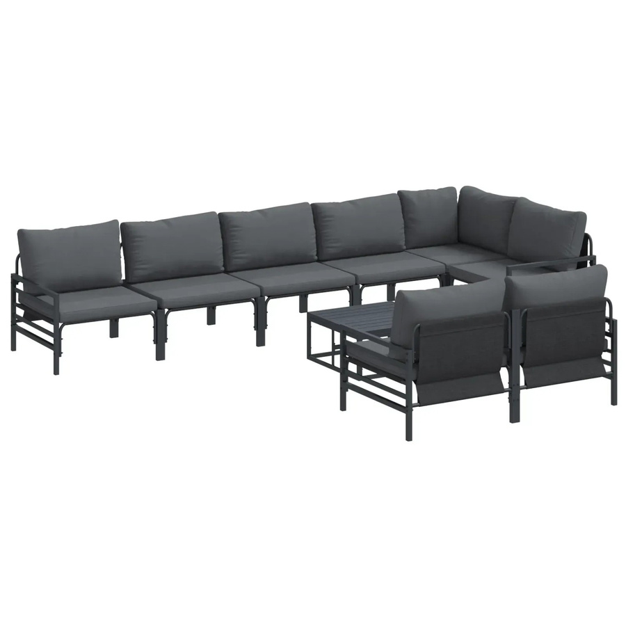 vidaXL Garten-Sofa-Set 9-teilig aus Stahl in Anthrazit - Bild 2