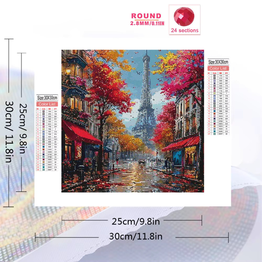 EverShine Diamond Painting Eiffelturm Herbst Landschaft als DIY Mosaik Set in Mehrfarbig - Bild 2