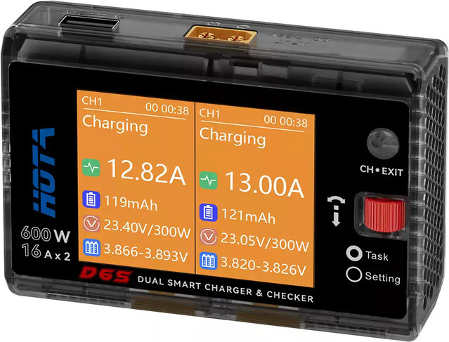 HOTA D6S 600W Dual-Channel RC Akku-Ladegerät Smart Balance Ladegerät für 2S-6S LiPo und LiHV in Schwarz - Bild 1