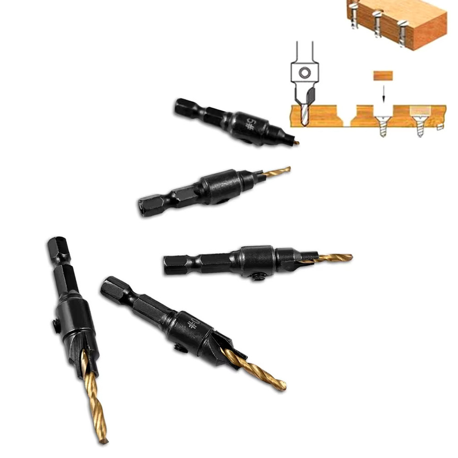 5-teiliges Forstner-Bohrer-Set mit sechseckigem Griff und Titan-Beschichtung in Silber für die Holzbearbeitung - Bild 3