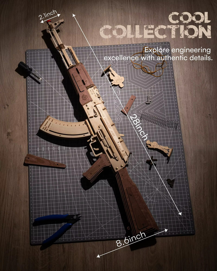 Robotime Rokr Automatisches Gewehr AK47, 3D-Holzpistole, Holzpuzzle, ab 14 Jahren - Bild 4