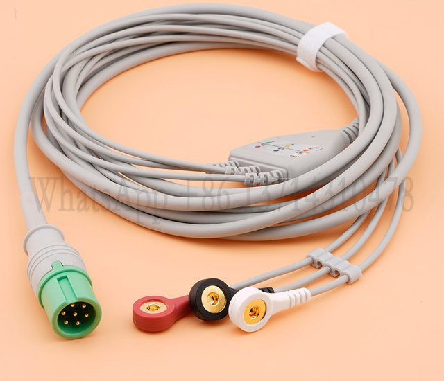 Contec EKG 3,5-Kabel Set in Weiß und Grau für CMS6000, 6000-VET, 9200 und 7000Plus - Bild 1