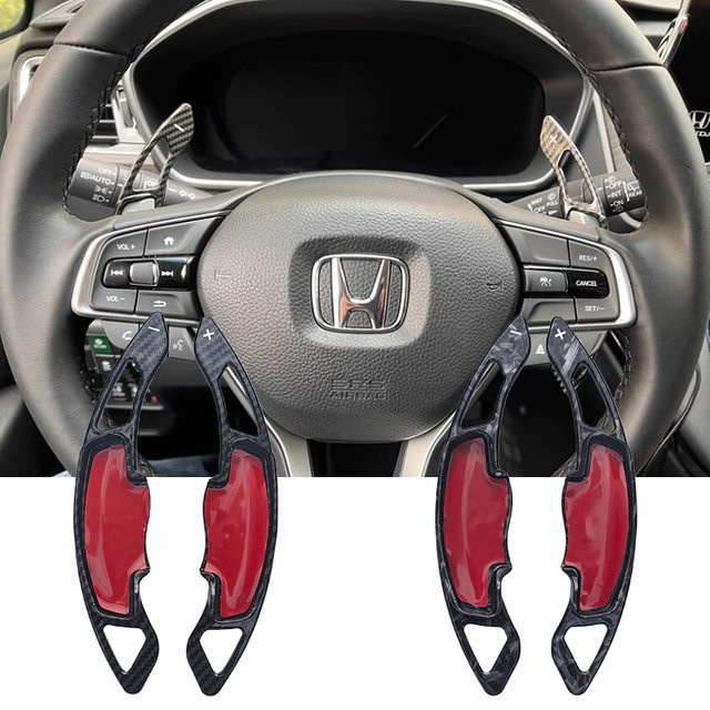 2er-Set Auto Sport Lenkrad Schaltwippen aus Carbon Faser für Honda Civic G10, Accord X, CR-V und Odyssey, Farbe: Schwarz - Bild 1