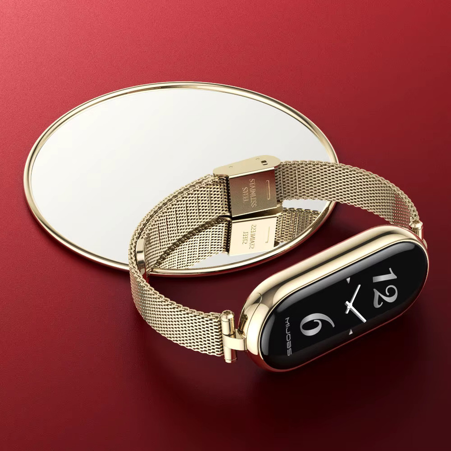 MIJOBS Metall Mesh Armband für Xiaomi Mi Band 7 Damen Mode Ersatzarmband in Silber oder Gold - Bild 2