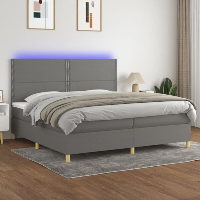 Vidaxl Boxspringbett mit Matratze aus Stoff in Anthrazit B/T/H: 200 x 200 x 128 cm - Bild 1