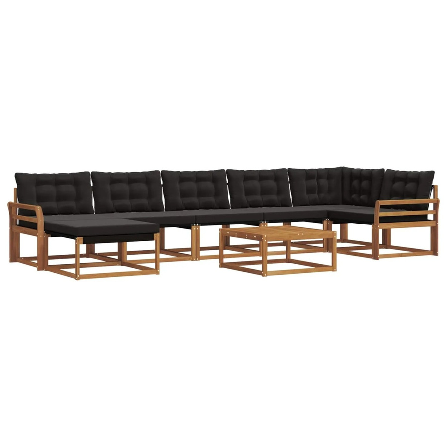 vidaXL Outdoor-Sofagarnitur aus Akazienholz und Textilene mit Kissen, 22-teilig, Natur und Schwarz - Bild 2