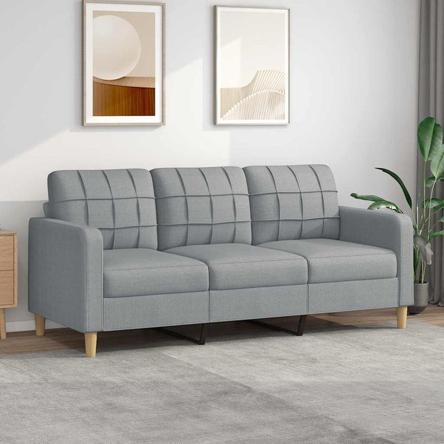 vidaXL 3-Sitzer-Sofa Hellgrau mit Stoffbezug und Metallrahmen - Bild 2