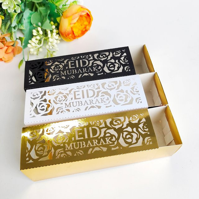 10 Stück Eid Mubarak Geschenkboxen für Ramadan und Eid Al-Fitr aus Papier zur Dekoration von Schokolade und Süßigkeiten - Bild 1