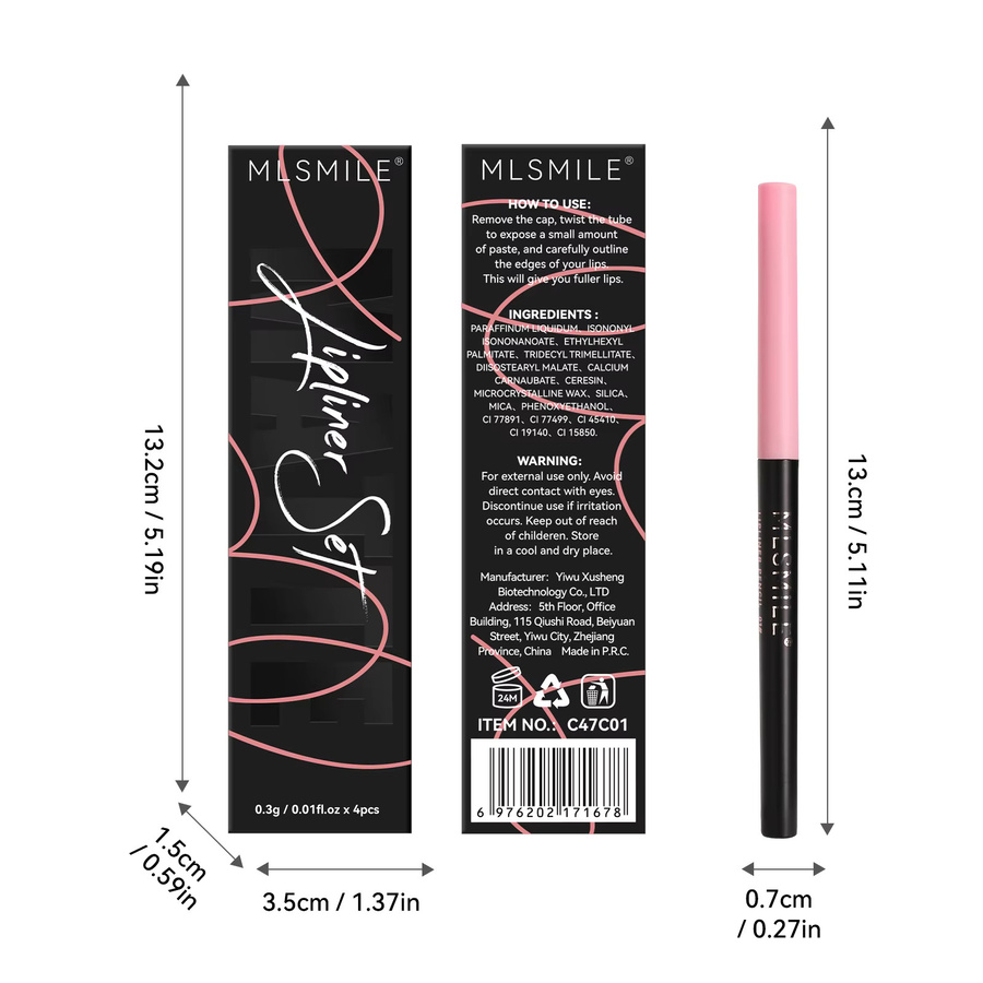 MLSMILE Lippenstift-Set, 4 Farben, matt, wasserfest, Unisex - Bild 6