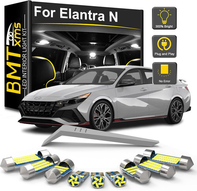 BMTxms 9-teiliges Canbus LED Innenbeleuchtungs-Kit für Hyundai Elantra N (2021-2023), Weiß - Bild 1