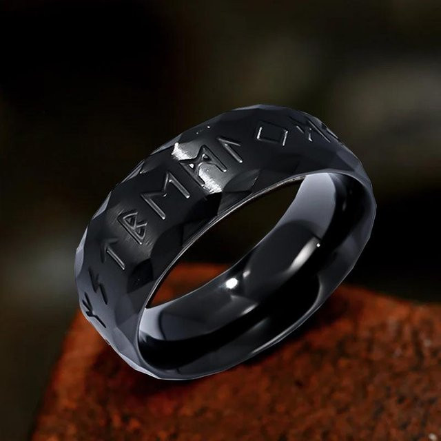 YIRAN Ring, Edelstahl, Schwarz, Herren - Bild 1