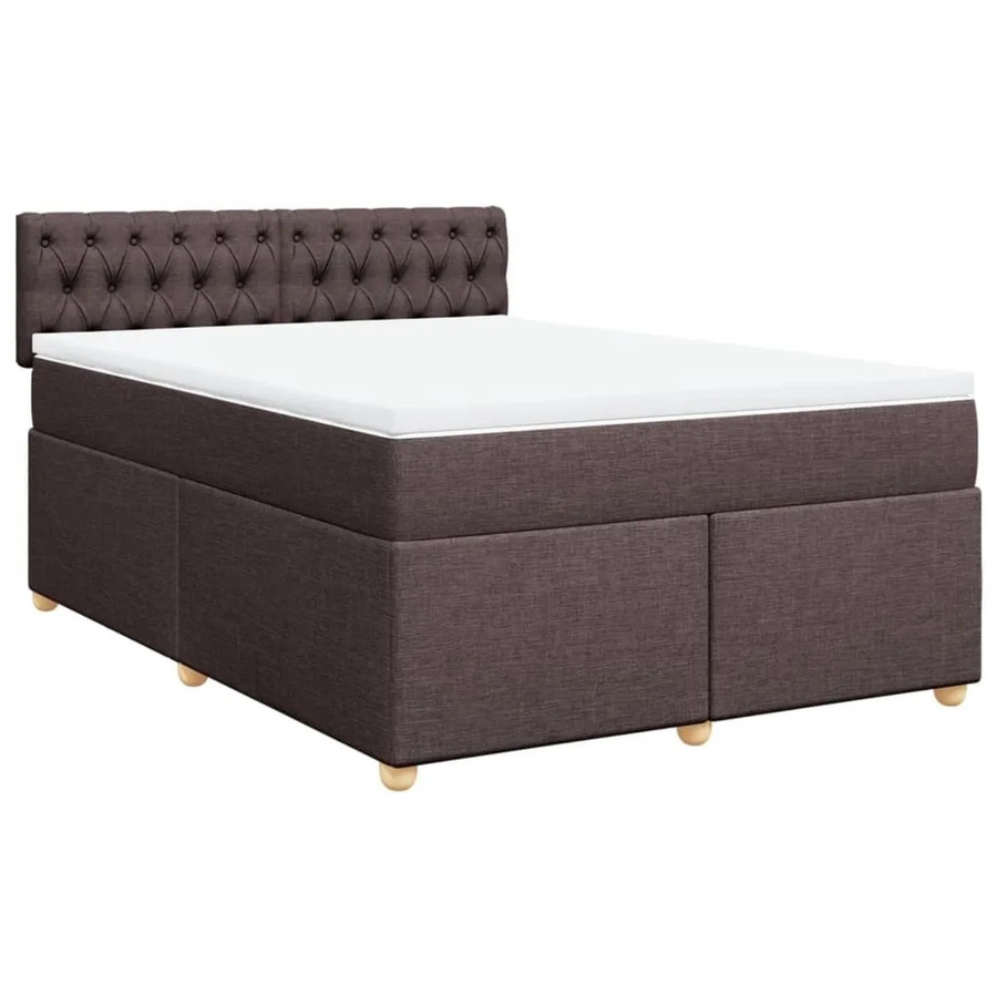vidaXL Boxspringbett mit Matratze Hybrid-Design in Dunkelbraun und Weiß, B/T/H: 140 x 190 x 100,5 cm - Bild 2