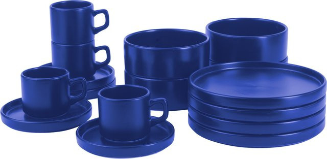MÖVENPICK Skandinavisches Geschirrset aus Stoneware in Blau, 16-teilig, mikrowellen- und spülmaschinenfest - Bild 1