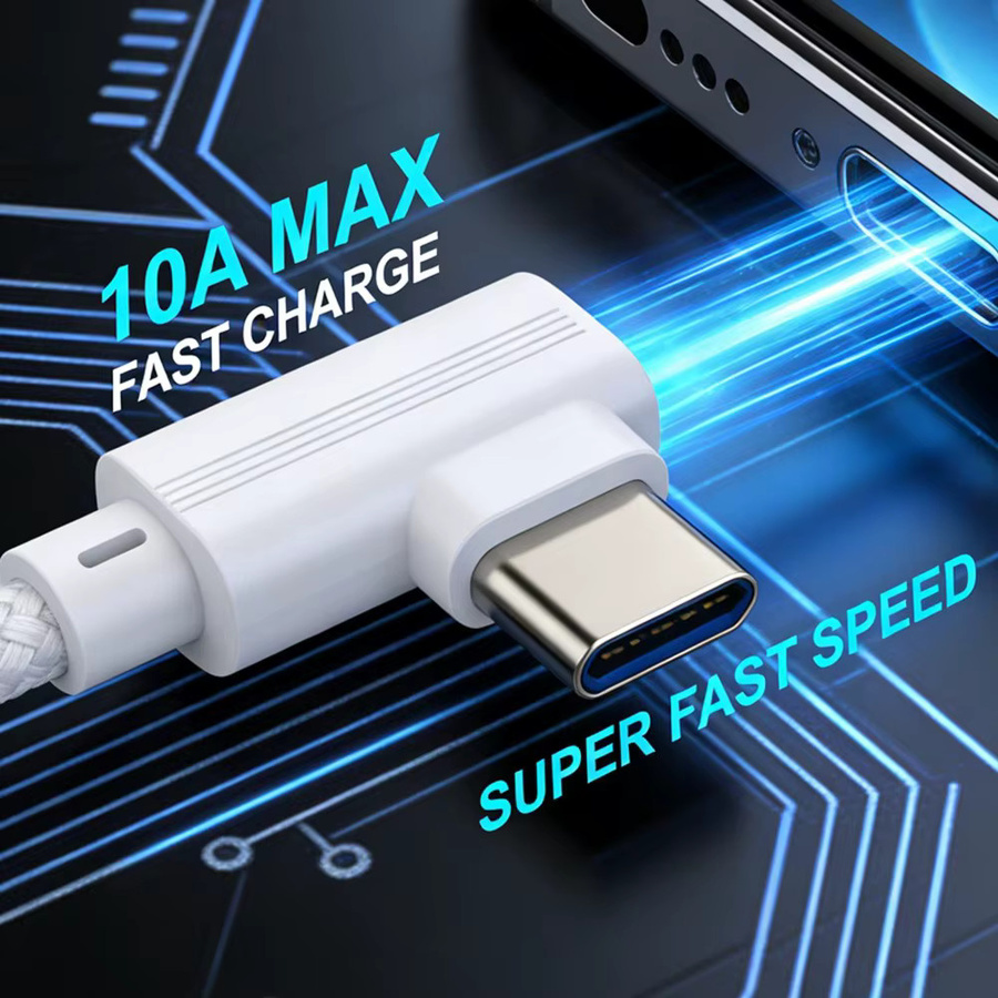 240W USB auf Typ C Ladekabel mit 90 Grad Winkel für schnelles Laden, erhältlich in Schwarz oder Weiß, Längen: 1m, 1,5m, 2m oder 3m - Bild 2