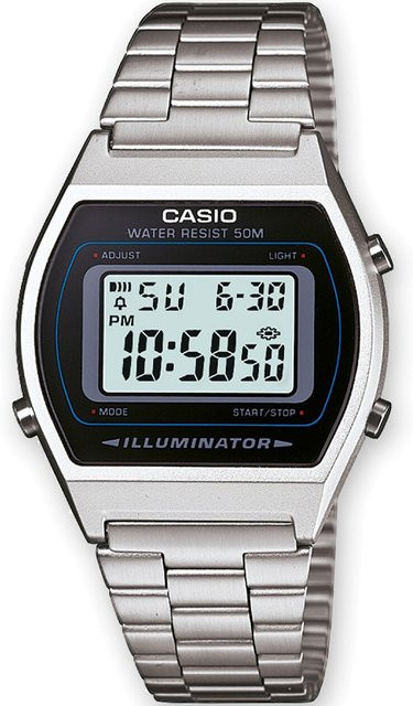 Casio Digitaluhr, Quarz, Edelstahl, 35 mm, Unisex, Schwarz - Bild 1