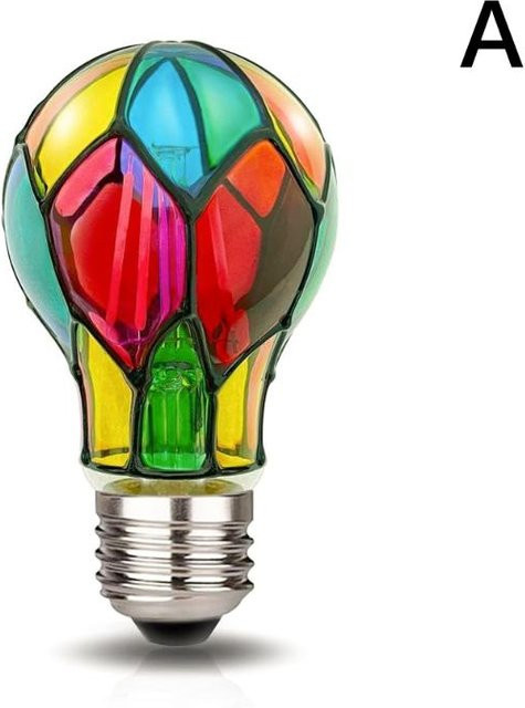 Buntglas LED Glühbirne ST64 mit E26 Sockel, 4W, Mehrfarbig, Bemaltes Mosaik-Glas für romantische Heimdeko - Bild 1