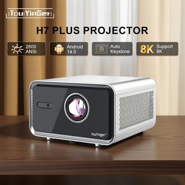 Touyinger H7 Plus Smart Home Theater Projektor mit Native 1080P Full HD, 4K Unterstützung und Bluetooth in Weiß - Bild 1