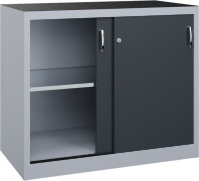 C + P Schiebetüren-Werkzeugschrank Acurado aus Stahl in Weißaluminium/Anthrazitgrau, B: 120 cm, T: 60 cm, H: 100 cm - Bild 1