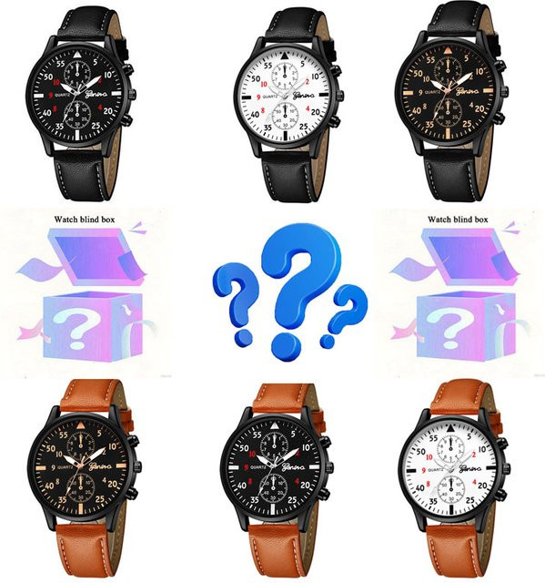 Geneva New Herrenuhr, Analoguhr, Rund, Leder, Schwarz, Herren - Bild 1