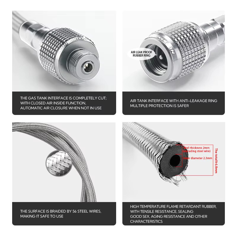CAMPINGMOON Camping Gasherd Adapter ButaneAdapter Verlängerung Schlauch Split Herdkonverter Anschluss Schlauch Gas Tank Adapter in Silber - Bild 3