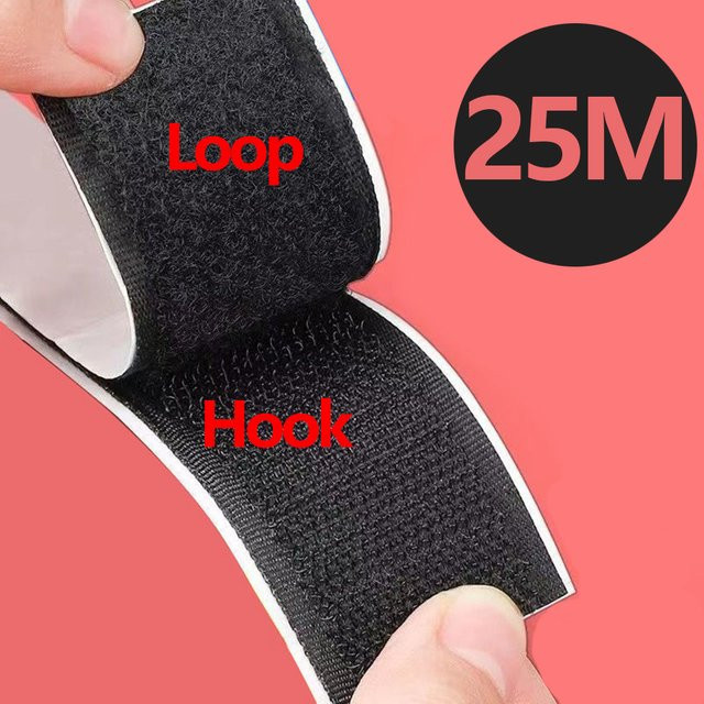 Selbstklebendes Klettband aus Nylon in Schwarz für DIY-Bastelzubehör - Bild 1