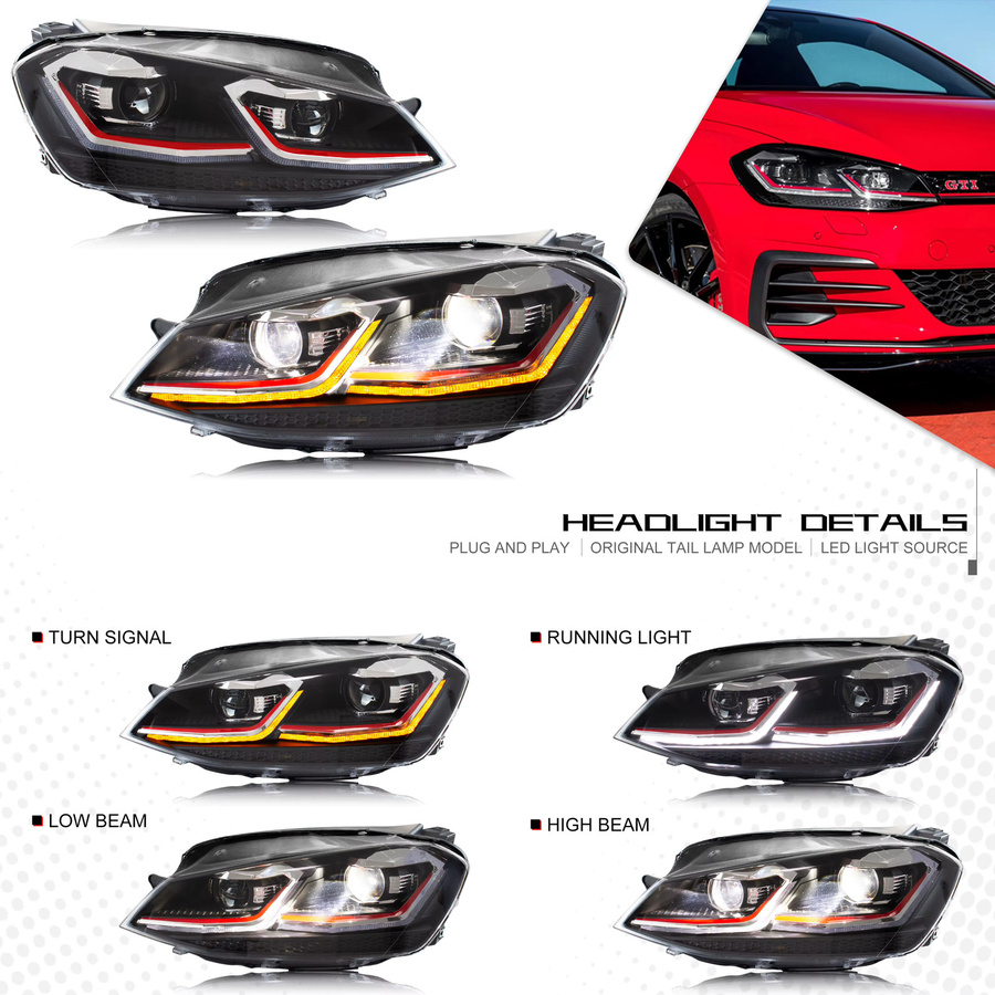 LED-Scheinwerfer Projektor-Frontlampen-Baugruppe für Volkswagen VW Golf VII Golf MK7 TSI TDI 2012–2017 - Bild 3