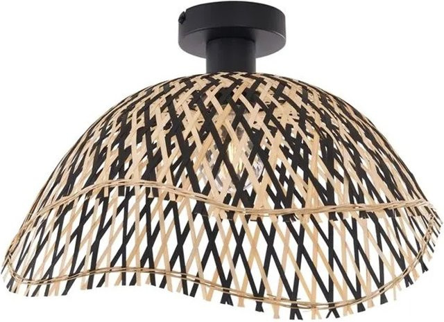 QAZQA Alka Art-Deco Deckenleuchte aus Bambus in Schwarz mit organischer Form, Durchmesser: 40 cm - Bild 1