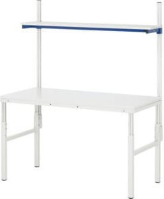 Rau Basistisch Etagenbord in Grau und Weiß, höhenverstellbar, B: 150 cm, T: 50 cm, H: 65 bis 100 cm oder 204 cm - Bild 1